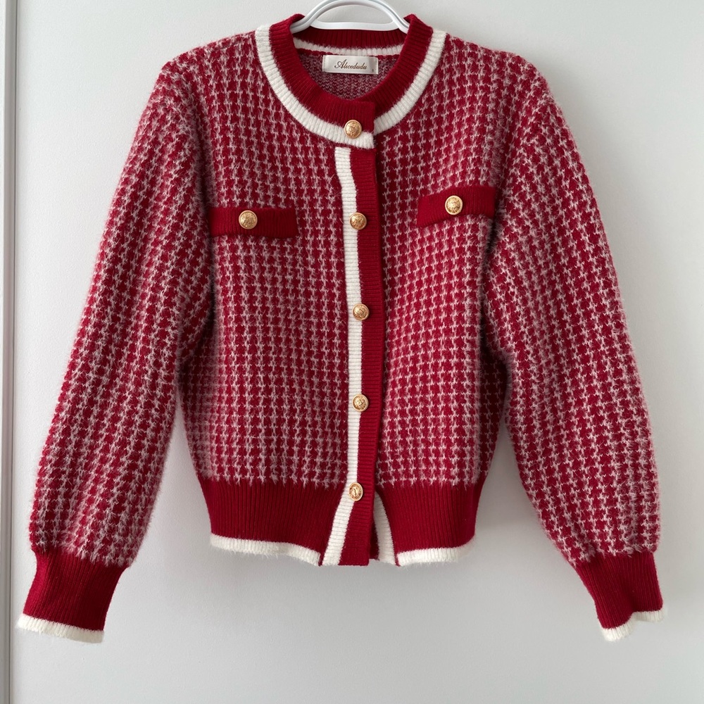 Red Buttoned Cardigan - size S